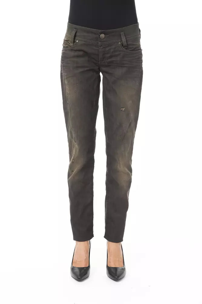 Svarta bomullsjeans för kvinnor