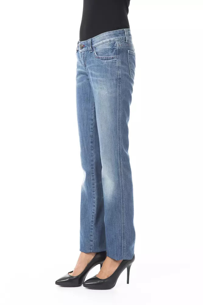 Blå bomullsjeans för kvinnor