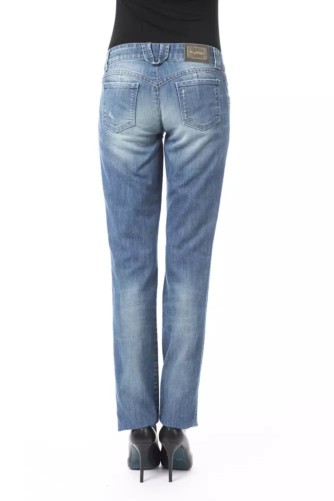 Blå bomullsjeans för kvinnor