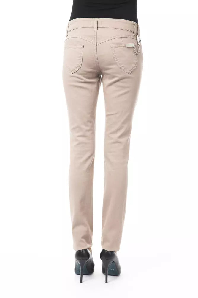 Beige bomullsbyxor för kvinnor