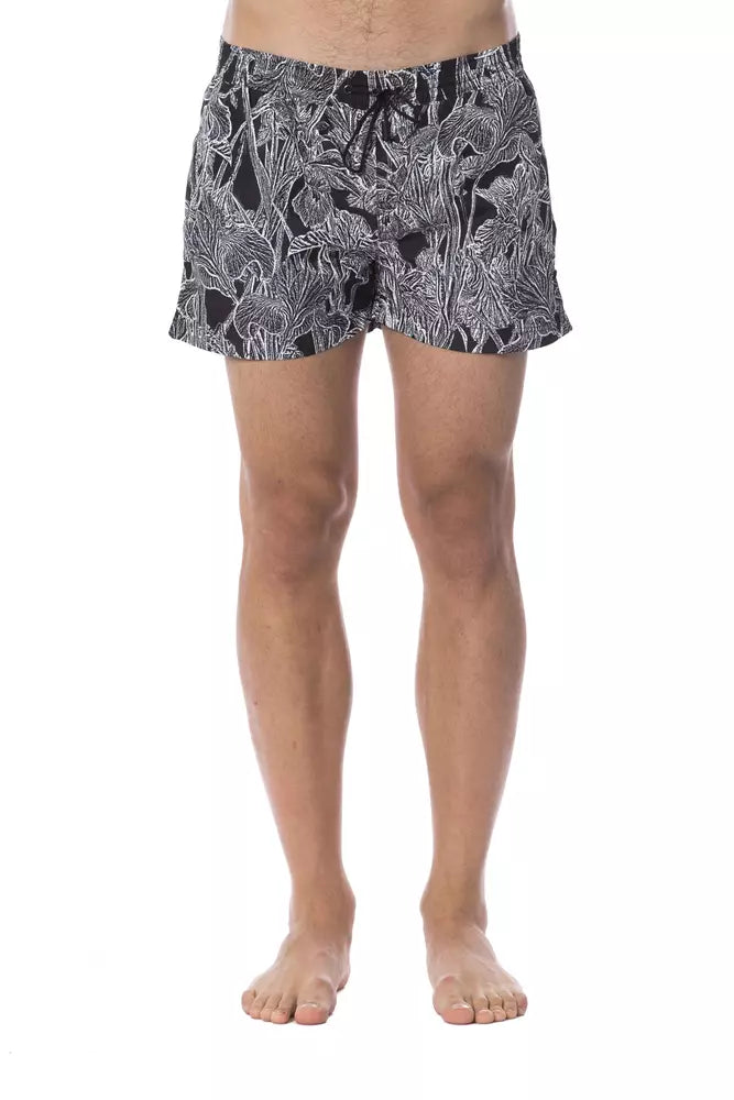 Svart polyester herr baddräkt