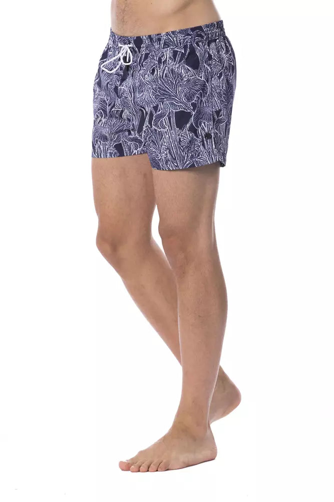 Blå polyester herr baddräkt