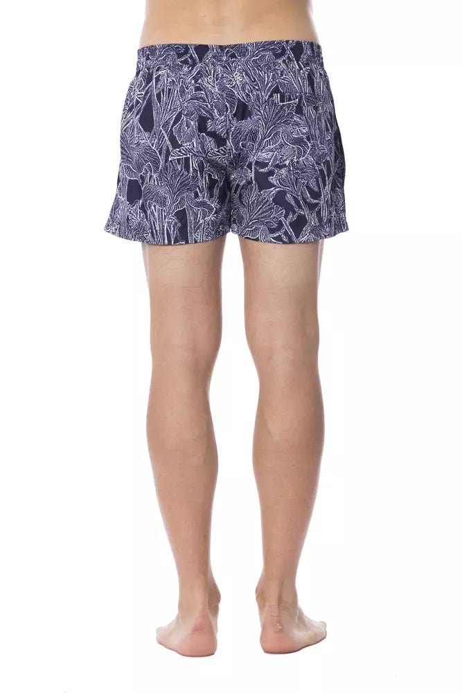 Blå polyester herr baddräkt