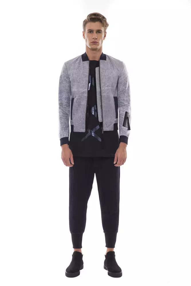 Nicolo Tonetto grå polyester bomberjakke for menn