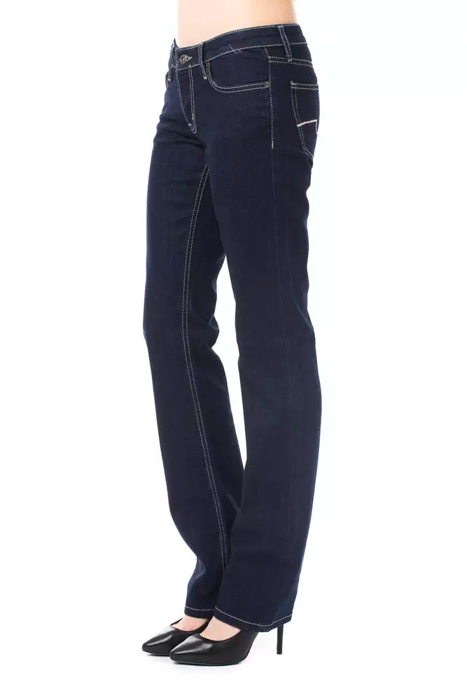 Blå bomullsjeans för kvinnor