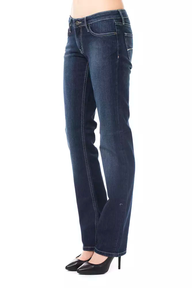 Blå bomullsjeans för kvinnor