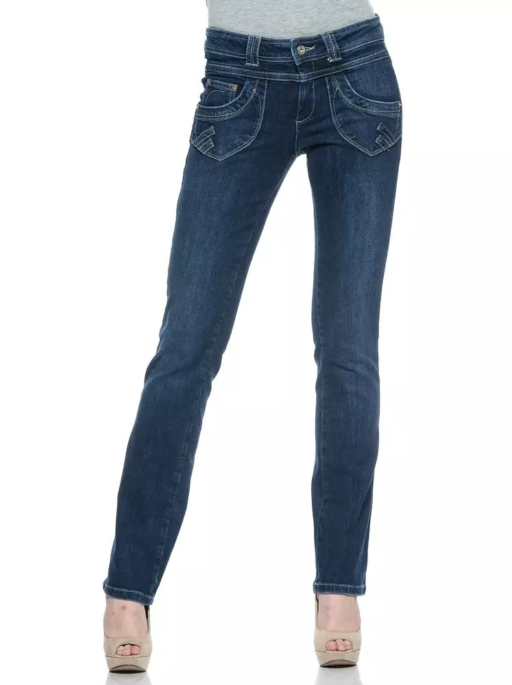 Blå bomullsjeans för kvinnor
