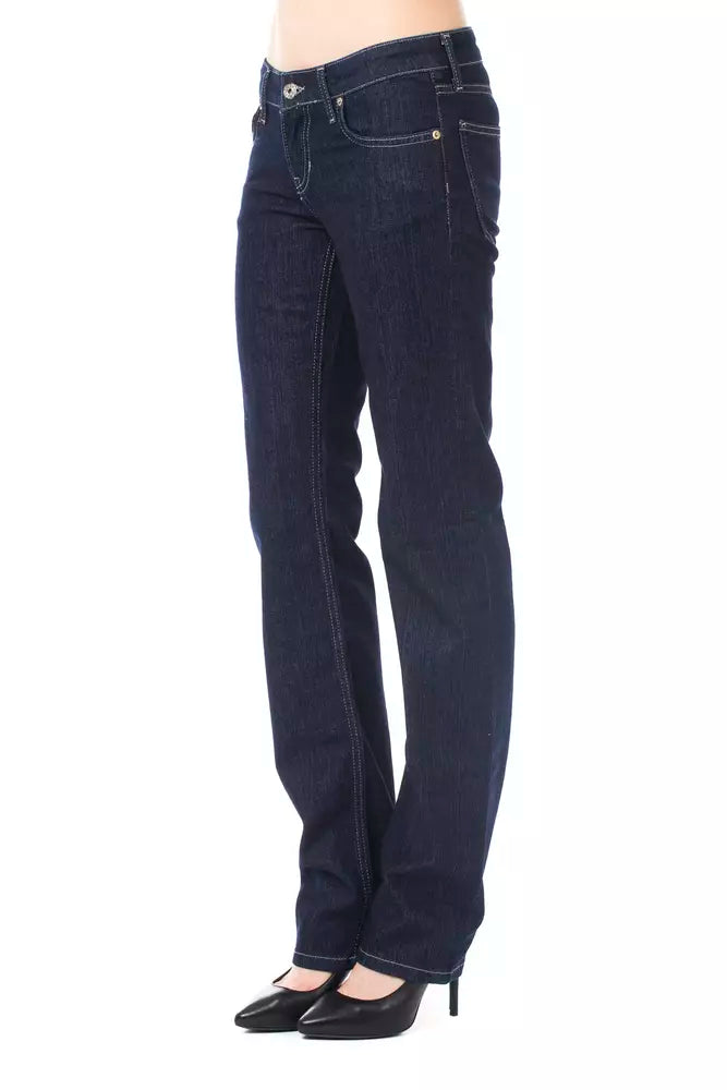 Blå bomullsjeans för kvinnor