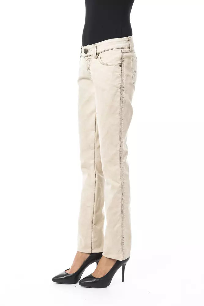 Beige bomullsjeans för kvinnor