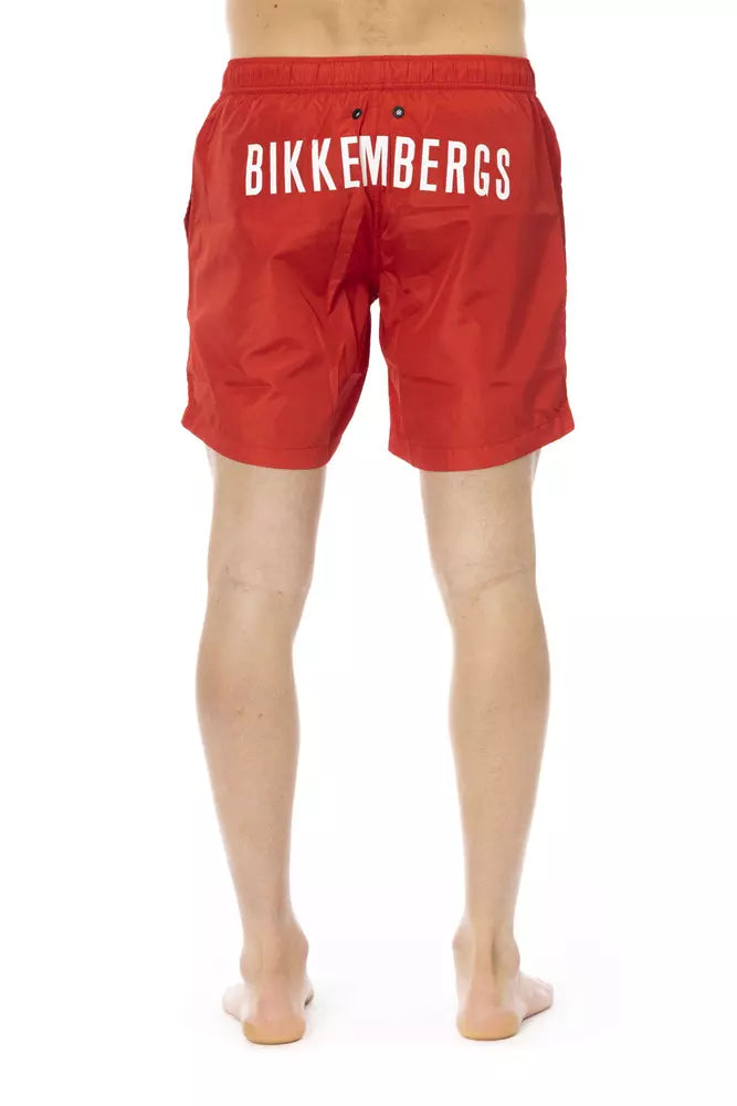 Röda polyester herr badshorts
