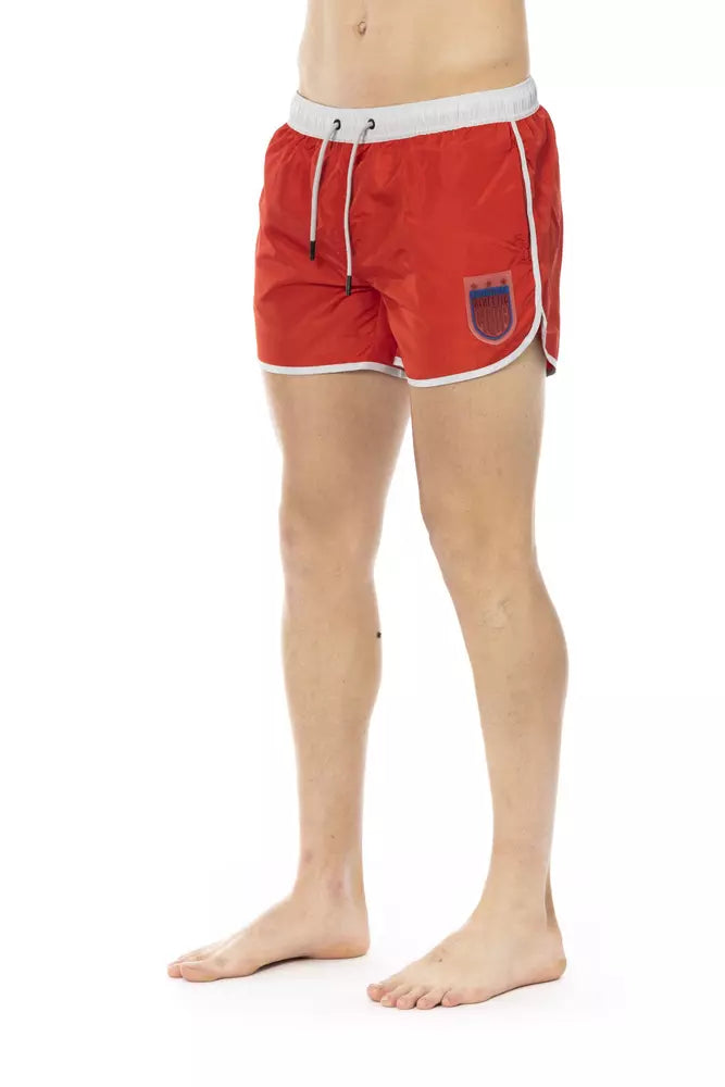 Röda polyester herr badshorts