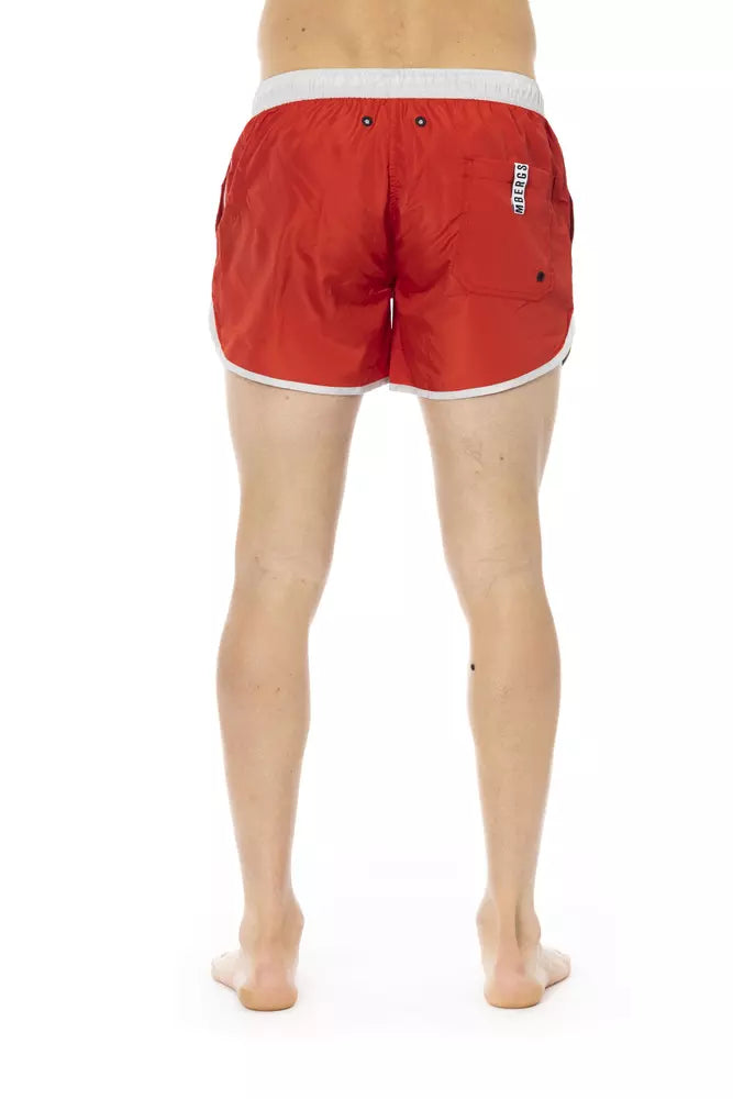 Röda polyester herr badshorts