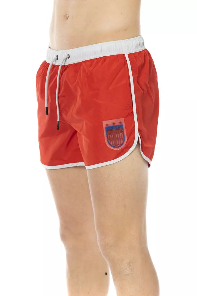 Röda polyester herr badshorts