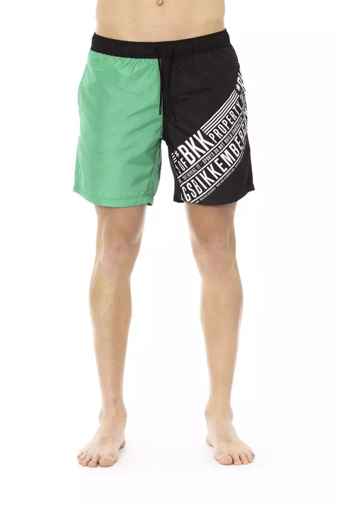 Gröna polyesterbadshorts för män