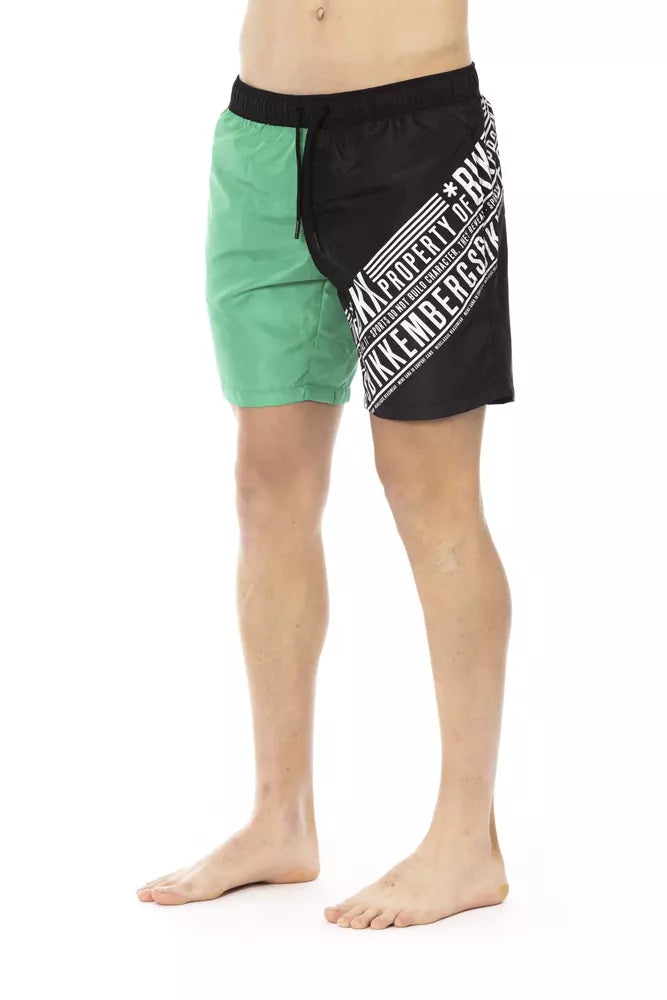 Gröna polyesterbadshorts för män