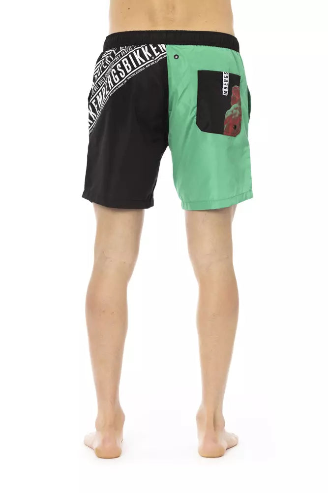 Gröna polyesterbadshorts för män