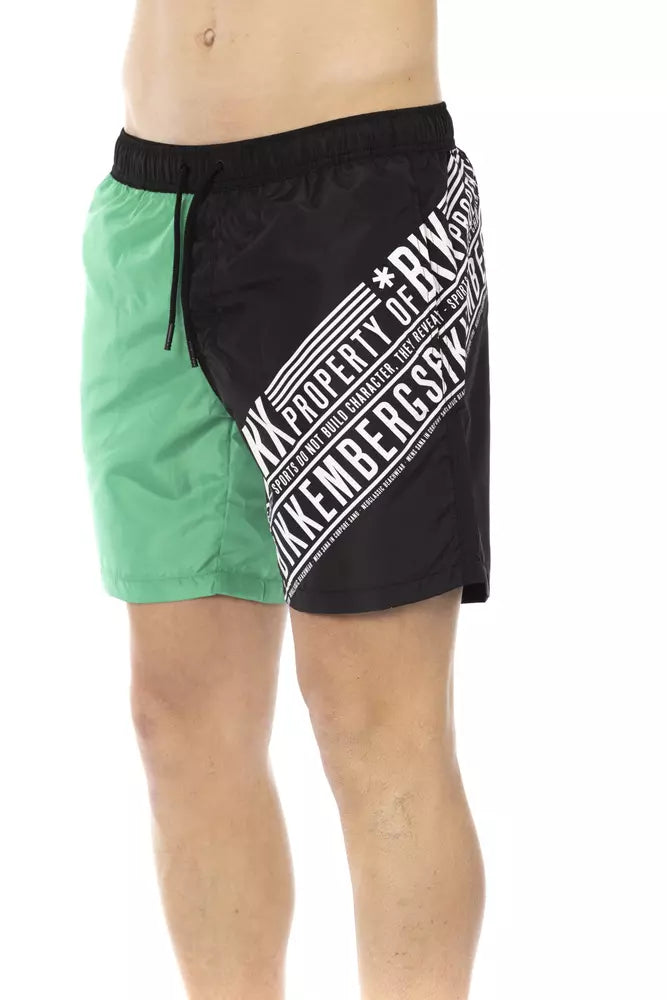 Gröna polyesterbadshorts för män
