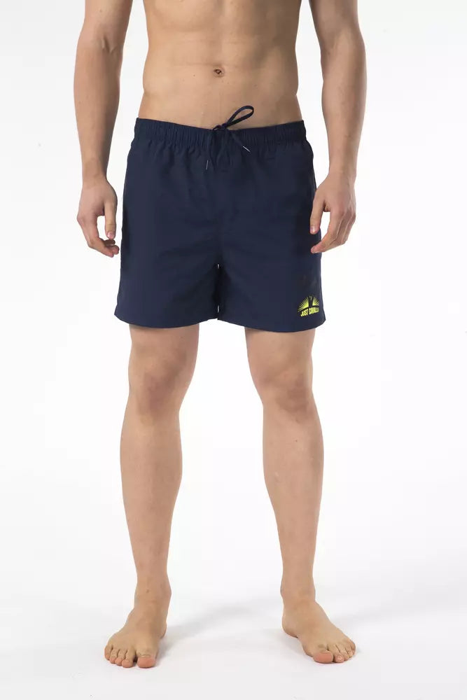Blå nylon herr badshorts