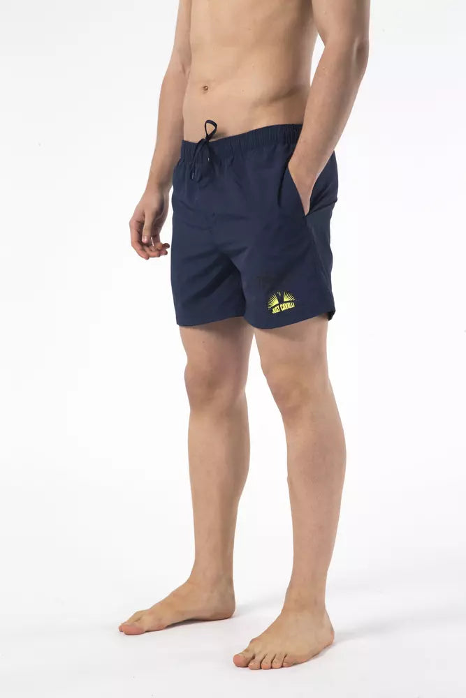 Blå nylon herr badshorts