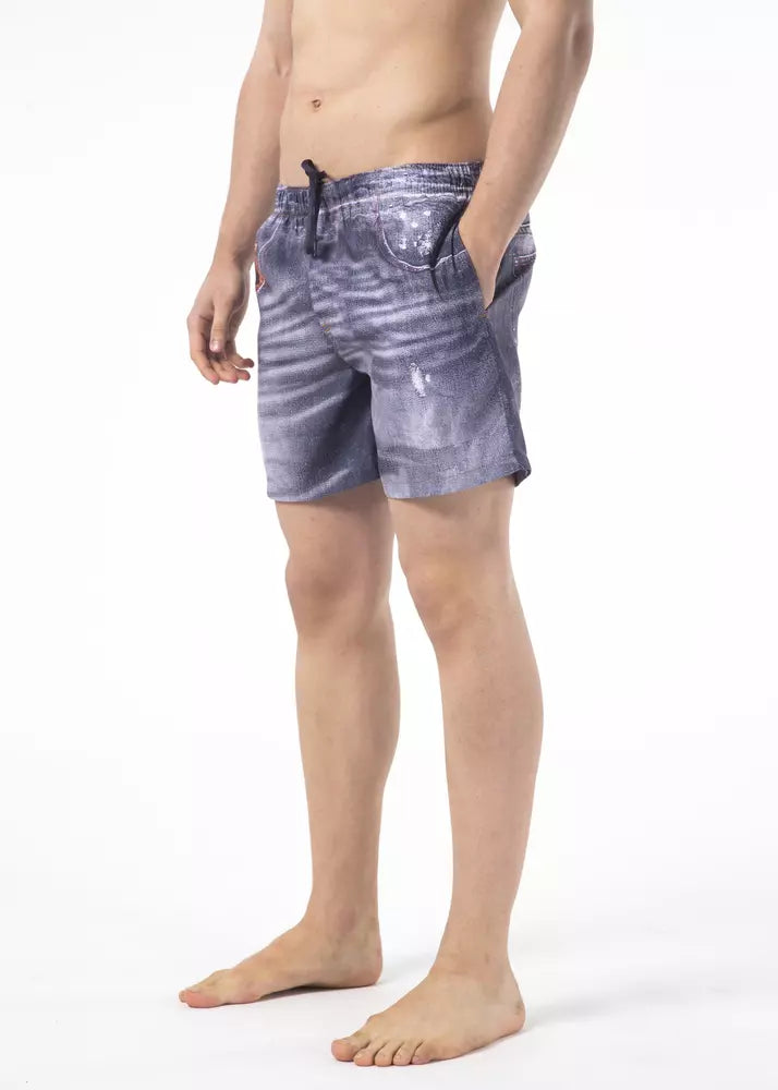 Blå polyester herr badshorts