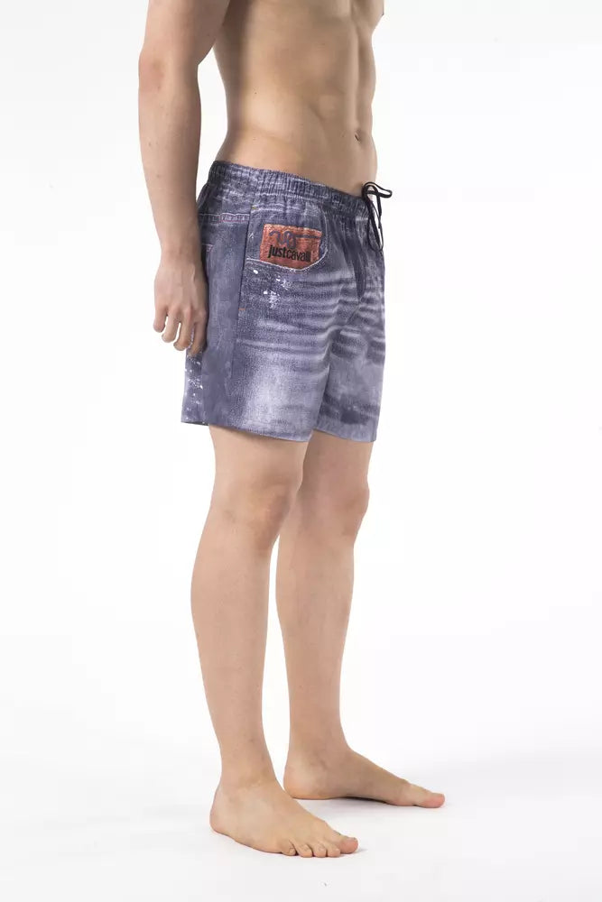 Blå polyester herr badshorts