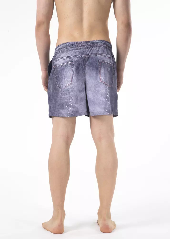 Blå polyester herr badshorts