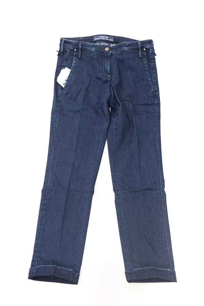 Blå bomullsjeans för kvinnor