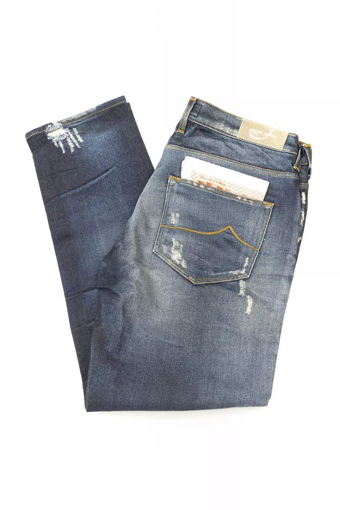 Blå bomullsjeans för dam med etikett i ponnyhud