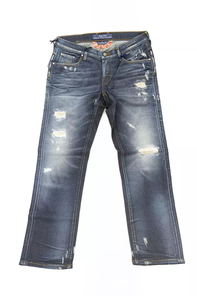 Blå bomullsjeans för dam med etikett i ponnyhud