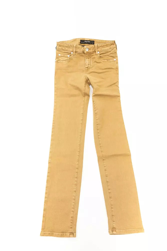 Beige bomullsjeans för kvinnor
