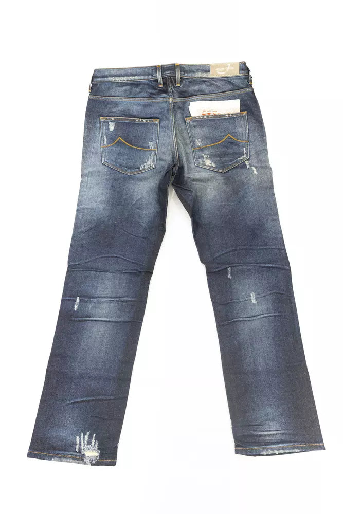 Blå bomullsjeans för dam med etikett i ponnyhud