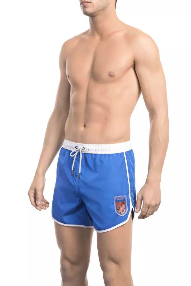 Blå polyester herr badshorts