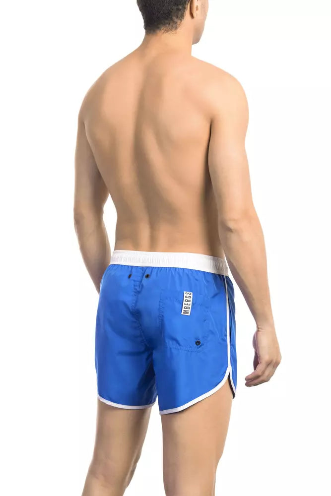 Blå polyester herr badshorts