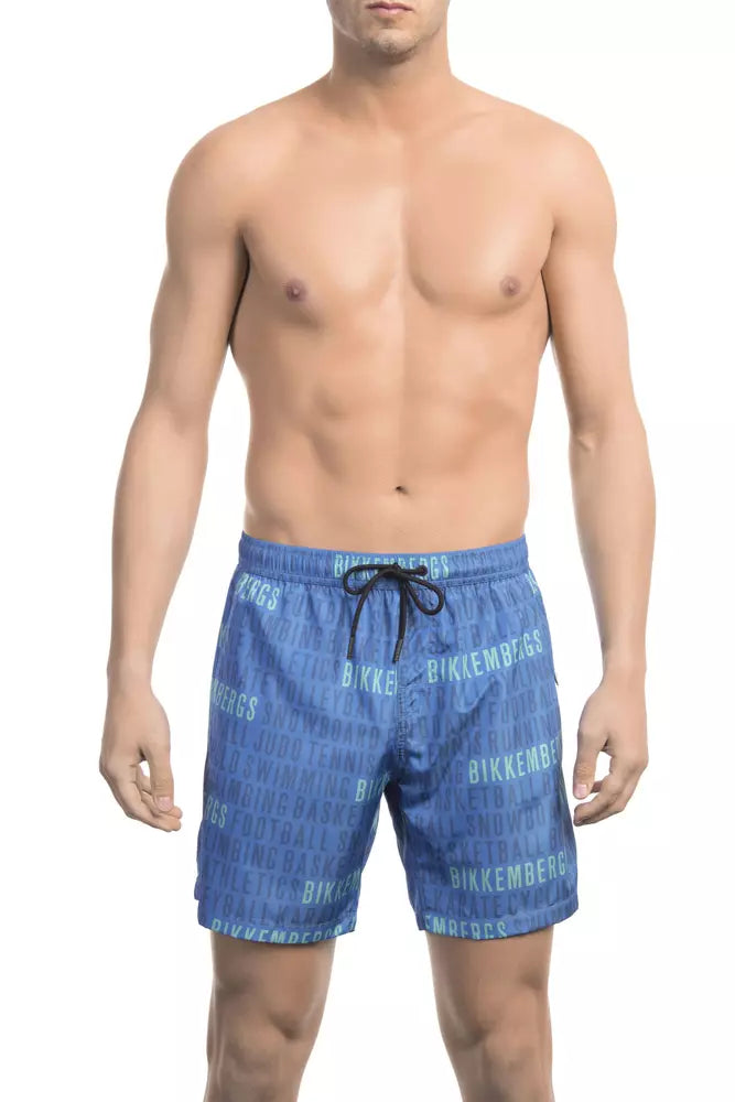 Blå polyester herr badshorts