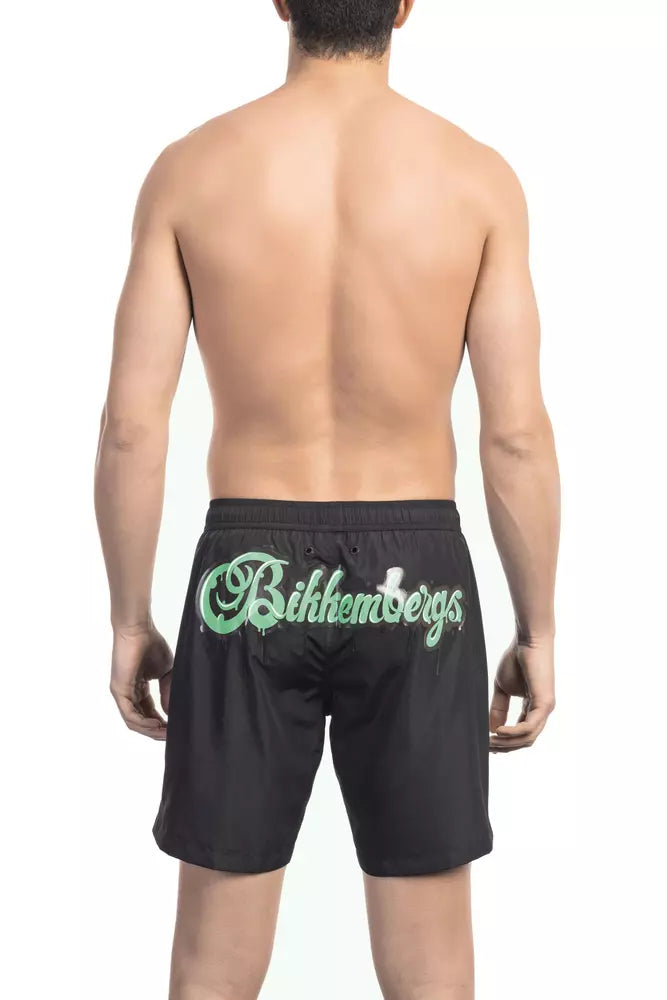 Svarta polyester herr badshorts