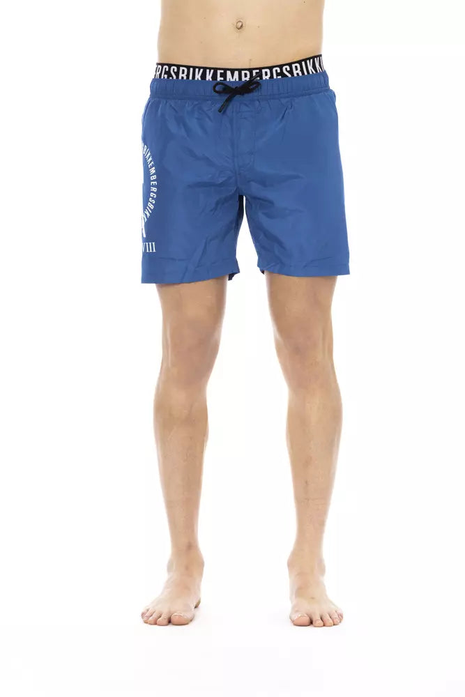 Blå polyester herr badshorts