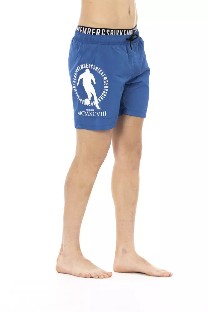 Blå polyester herr badshorts