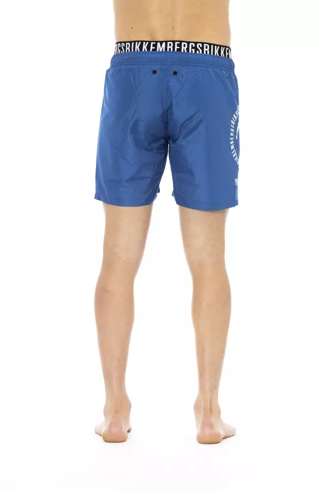Blå polyester herr badshorts
