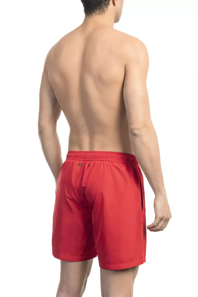 Röda polyester herr badshorts