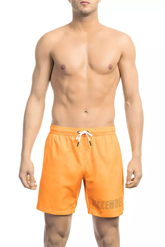 Orange polyester badshorts för män