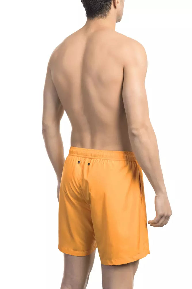 Orange polyester badshorts för män