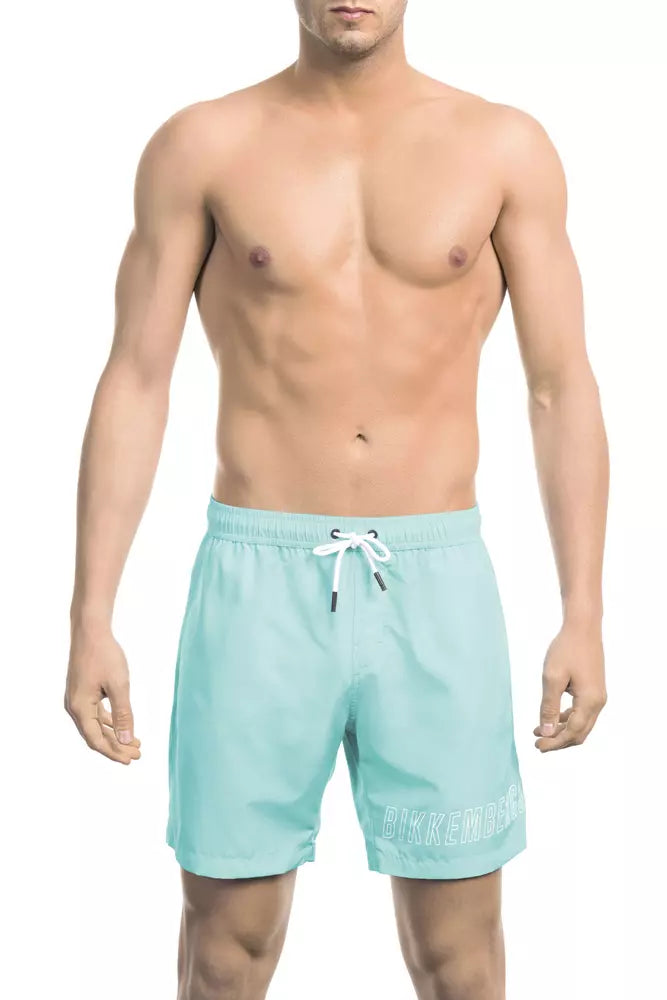 Ljusblå polyester herr badshorts