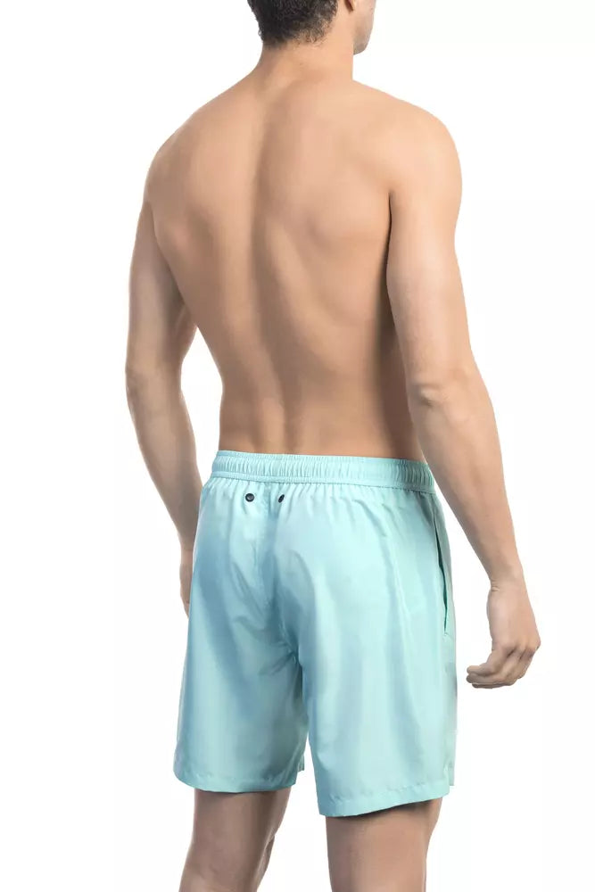 Ljusblå polyester herr badshorts