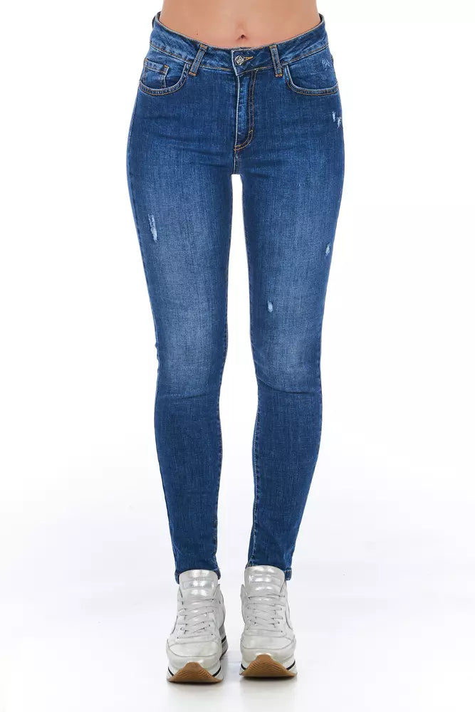 Blå andra fibrer damjeans