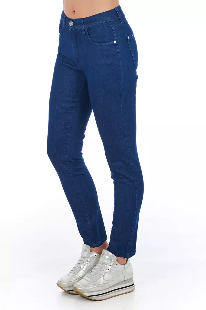 Blå bomulls skinny jeans för kvinnor