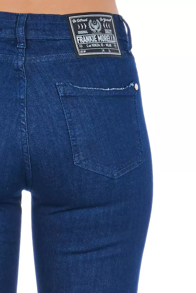 Blå bomulls skinny jeans för kvinnor
