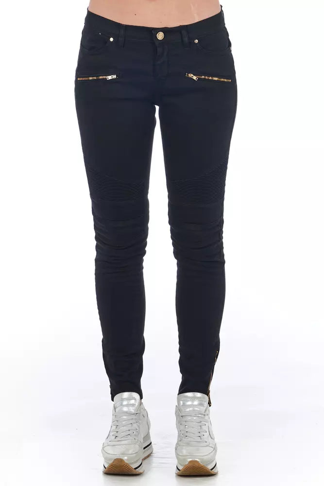 Svarta bomullsjeans för kvinnor