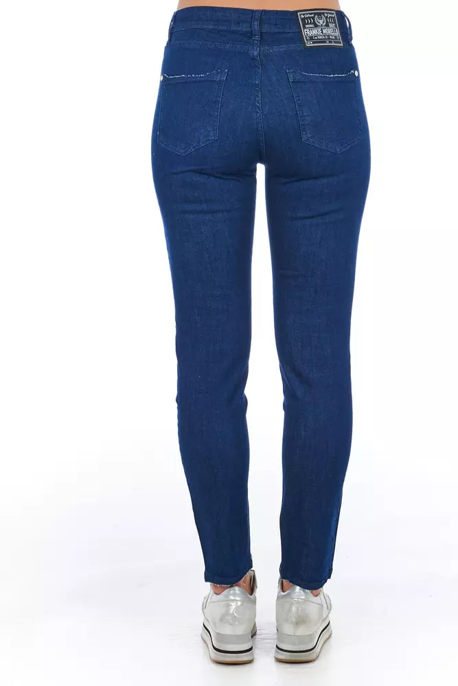 Blå bomulls skinny jeans för kvinnor