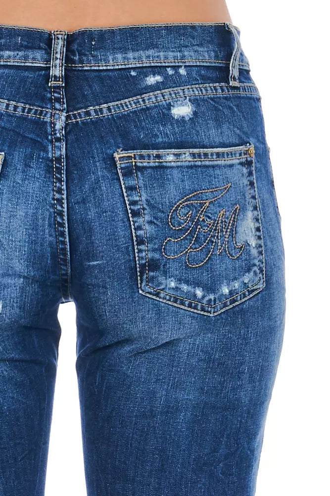 Blå bomullsjeans för kvinnor