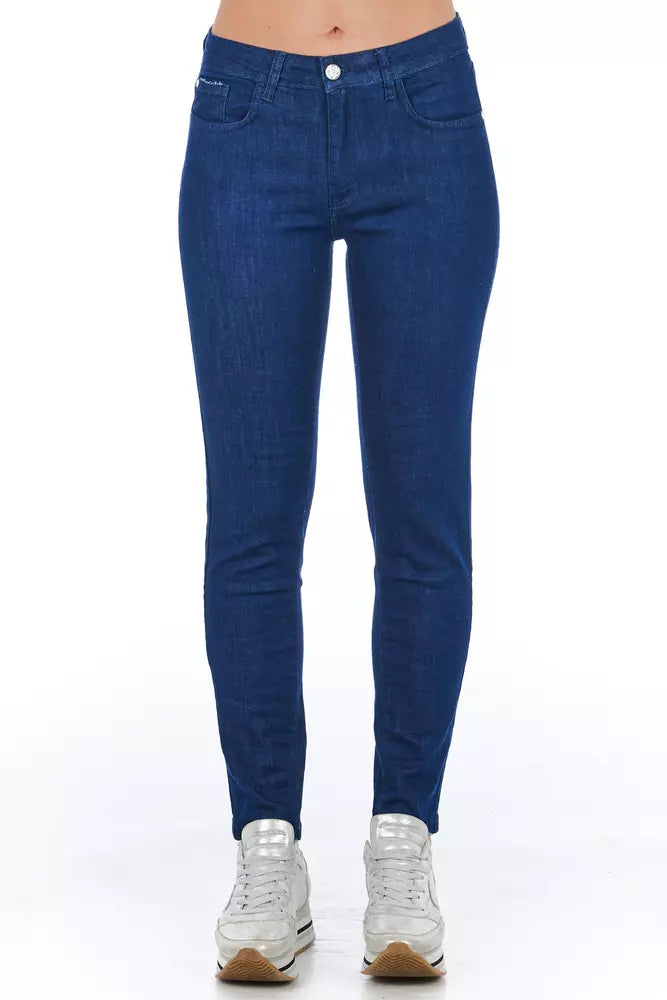 Blå bomulls skinny jeans för kvinnor